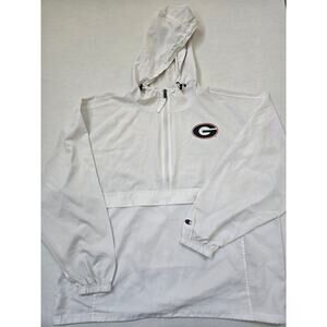 Mens Champion Athleticwear Zip Up Jacket with Hood Windbreaker White Size 2XL